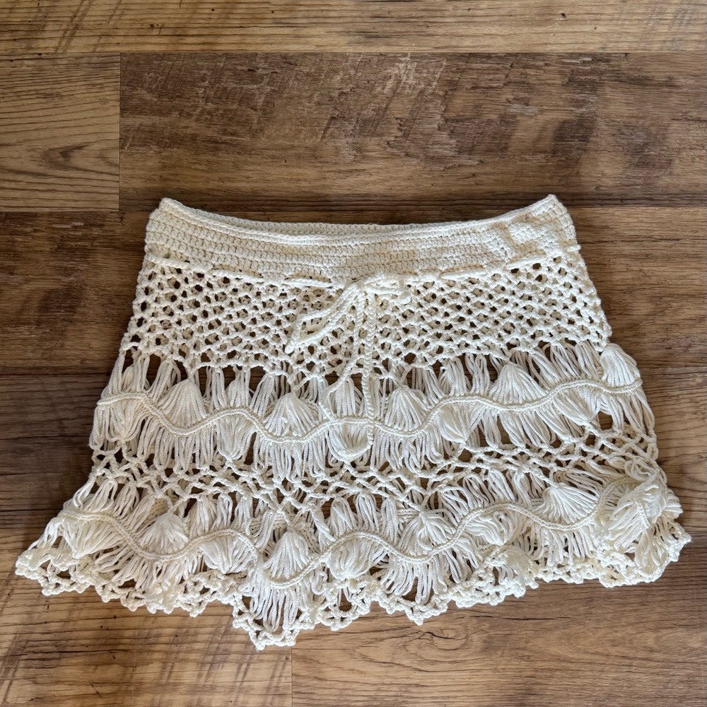 Crochet Fringe Mini Skirt